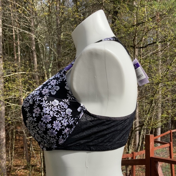 COPY - Catharines front close racer back black/white floral print bra 46C NWT - Picture 4 of 6